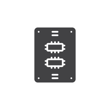 SSD sürücü simge vektör, düz işareti, üzerinde beyaz izole katı piktogram dolu. Sembol, logo illüstrasyon