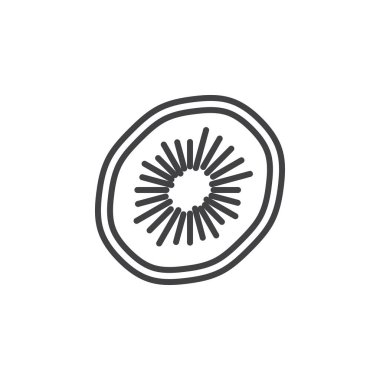 Kivi Meyve satırı simgesi, Anahat vektör işareti, doğrusal piktogram beyaz izole. Logo illüstrasyon