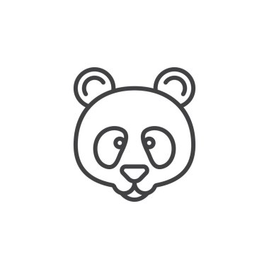 Panda zeka çizgisi simgesi, Anahat vektör işareti, doğrusal piktogram beyaz izole. Sembol, logo illüstrasyon