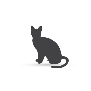 Kedi simge vektör, yavru kedi katı logo illüstrasyon, evde beslenen hayvan siluet beyaz izole