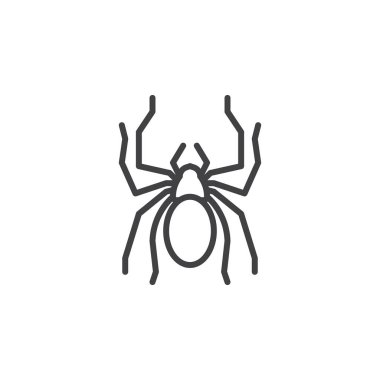 Örümcek satırı simgesi, Anahat vektör işareti, doğrusal piktogram beyaz izole. Sembol, logo illüstrasyon