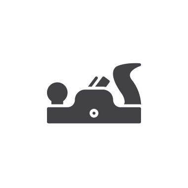 Uçak aracı simge vektör, dolu düz işareti, üzerinde beyaz izole katı piktogram. Marangoz sembolü, logo illüstrasyon