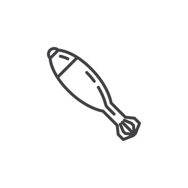 Harç bomba satırı simgesi, Anahat vektör işareti, doğrusal piktogram beyaz izole. Sembol, logo illüstrasyon