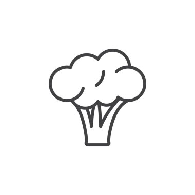 Brokoli satırı simgesi, Anahat vektör işareti, doğrusal piktogram beyaz izole. Logo illüstrasyon