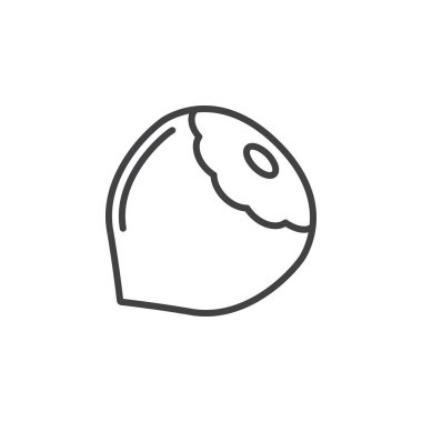 Fındık satırı simgesi, Anahat vektör işareti, doğrusal piktogram beyaz izole. Logo illüstrasyon