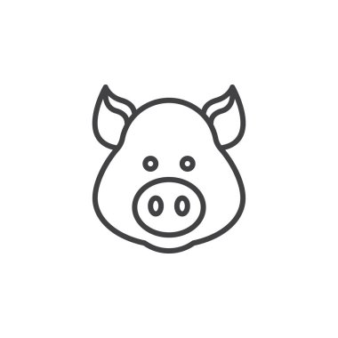 Domuz zeka çizgisi simgesi, Anahat vektör işareti, doğrusal piktogram beyaz izole. Sembol, logo illüstrasyon