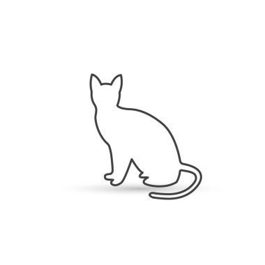 kedi satırı simgesi, yavru kedi Anahat vektör logo illüstrasyon, doğrusal piktogram beyaz izole