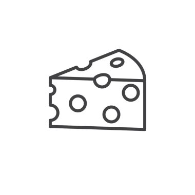 Peynir satırı simgesi, Anahat vektör işareti, doğrusal piktogram beyaz izole. Logo illüstrasyon