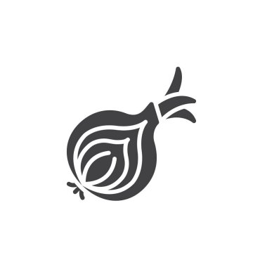 Soğan simge vektör, düz işareti, beyaz, logo illüstrasyon izole katı piktogram dolu