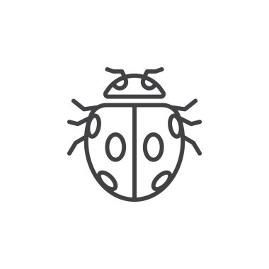 Böcek, uğur böceği böcek satırı simgesi, Anahat vektör işareti, doğrusal piktogram beyaz izole. Sembol, logo illüstrasyon