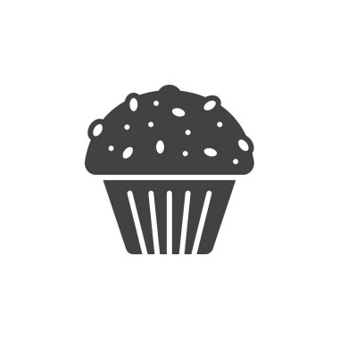 Cupcake simge vektör, düz işareti, beyaz, logo illüstrasyon izole katı piktogram dolu