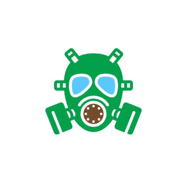 Gaz maskesi simge vektör, düz işareti, üzerinde beyaz izole katı renkli sembol dolu. Sembol, logo illüstrasyon