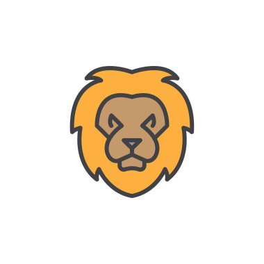 Aslan zeka çizgisi simgesi, doldurulmuş Anahat vektör işareti, üzerinde beyaz izole doğrusal renkli sembol. Sembol, logo illüstrasyon