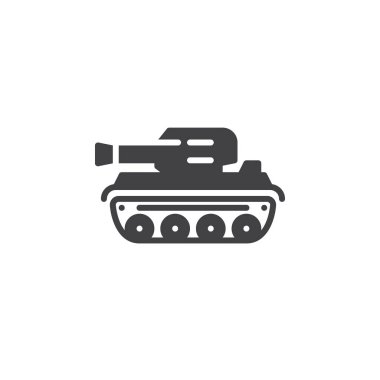 Tank simge vektör, dolu düz işareti, üzerinde beyaz izole katı piktogram. Sembol, logo illüstrasyon