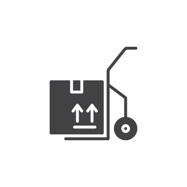 El parça, dolly simge vektör, düz işareti, üzerinde beyaz izole katı piktogram dolu. Sembol, logo illüstrasyon