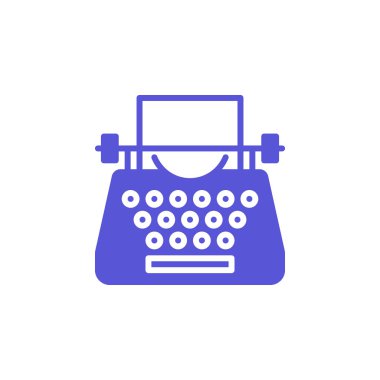 Daktilo simge vektör, düz işareti, üzerinde beyaz izole katı renkli sembol dolu. Sembol, logo illüstrasyon