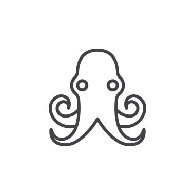 Ahtapot satırı simgesi, Anahat vektör işareti, doğrusal piktogram beyaz izole. Logo illüstrasyon