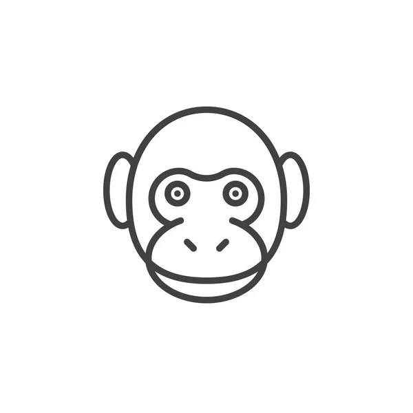 Ícone Linha Cabeça Macaco Sinal Vetor Contorno Pictograma Linear Isolado — Vetor de Stock