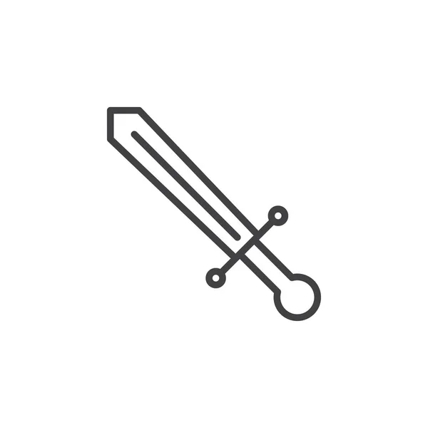 Kılıç Satırı Simgesi Anahat Vektör Işareti Doğrusal Piktogram Beyaz Izole — Stok Vektör