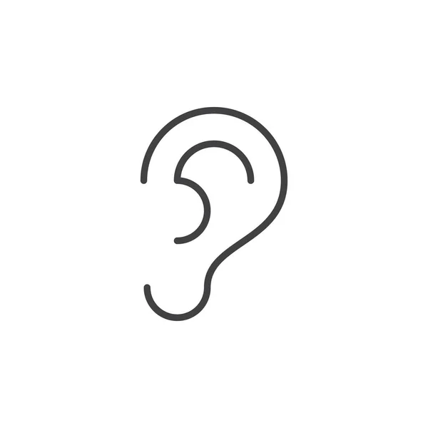 Kulak Satırı Simgesi Anahat Vektör Işareti Doğrusal Piktogram Beyaz Izole — Stok Vektör