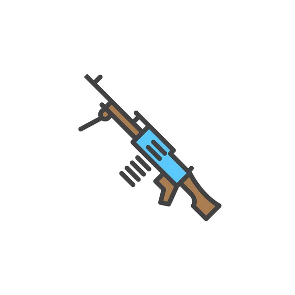 Machine Gun Sor Ikon Vector Töltött Szerkezeti Jel Lineáris Színes — Stock Vector