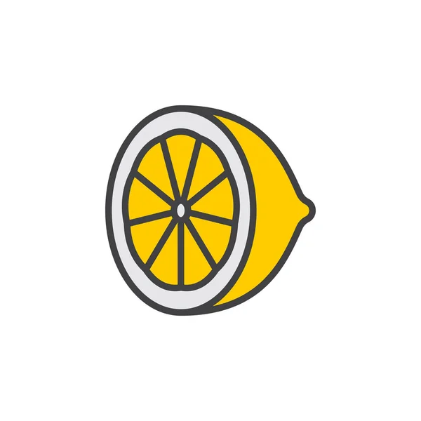 Limon Satırı Simgesi Narenciye Anahat Vektör Işareti Üzerinde Beyaz Izole — Stok Vektör