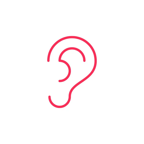 Kulak Satırı Simgesi Anahat Vektör Işareti Üzerinde Beyaz Izole Doğrusal — Stok Vektör