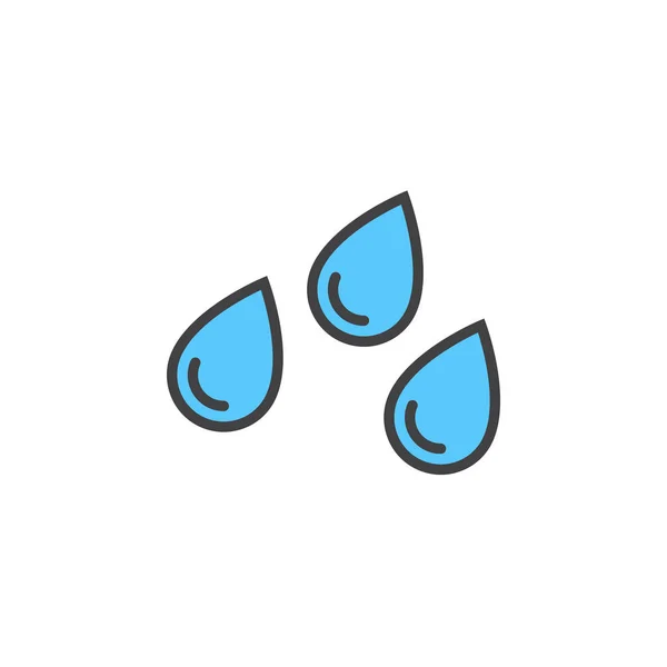 Значок Линии Капель Воды Заполненный Контур Векторного Знака Линейная Красочная — стоковый вектор