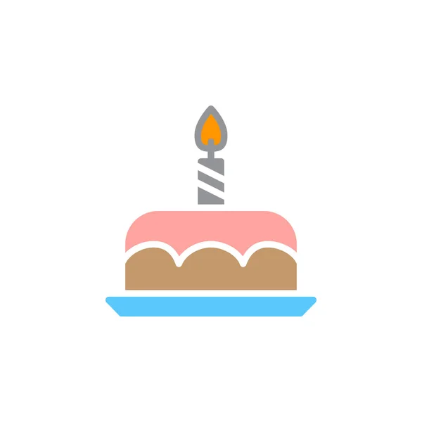 生日蛋糕图标向量 填装的平面标志 在白色查出的固体五颜六色的象形文字 标志例证 — 图库矢量图片