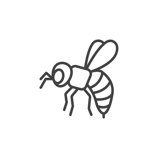 Abeille Icône Ligne Guêpe Signe Vectoriel Contour Pictogramme Linéaire Isolé — Image vectorielle