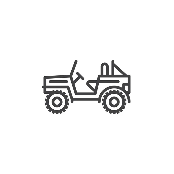 Icona Militare Fuoristrada Segno Vettoriale Pittogramma Lineare Isolato Bianco Simbolo — Vettoriale Stock