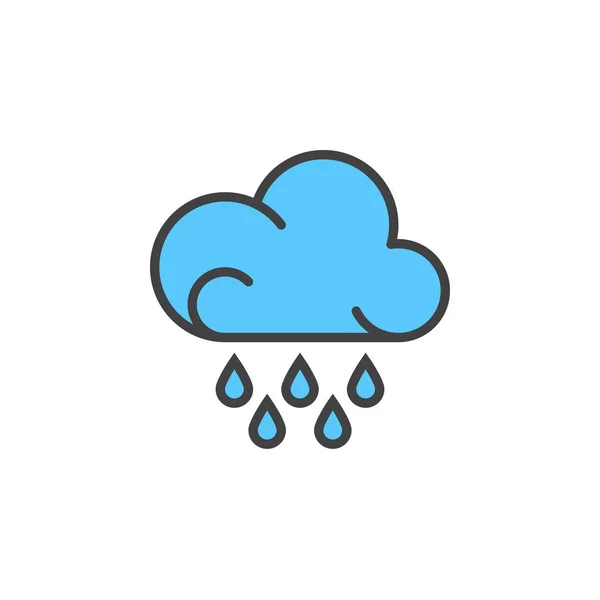 Yağmur Bulutu Satırı Simgesi Doldurulmuş Anahat Vektör Işareti Üzerinde Beyaz — Stok Vektör