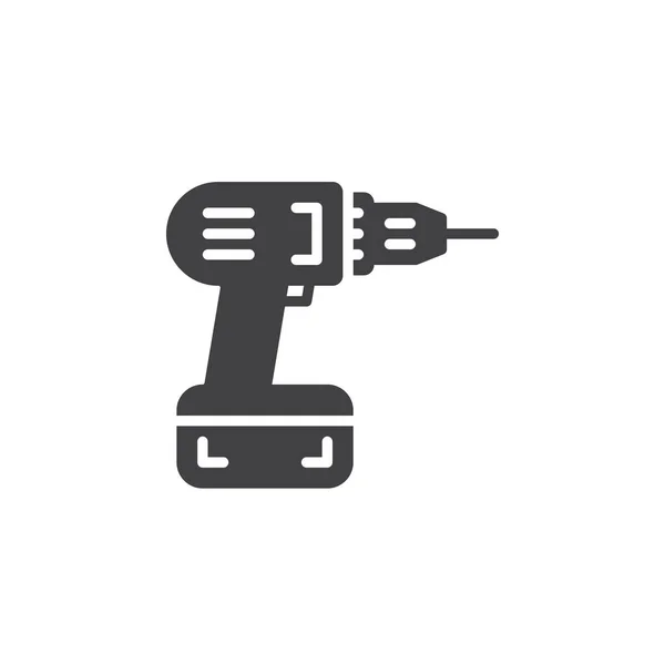 螺丝刀 电钻图标向量 填充平面标志 固体象形文字隔离在白色 徽标插图 — 图库矢量图片