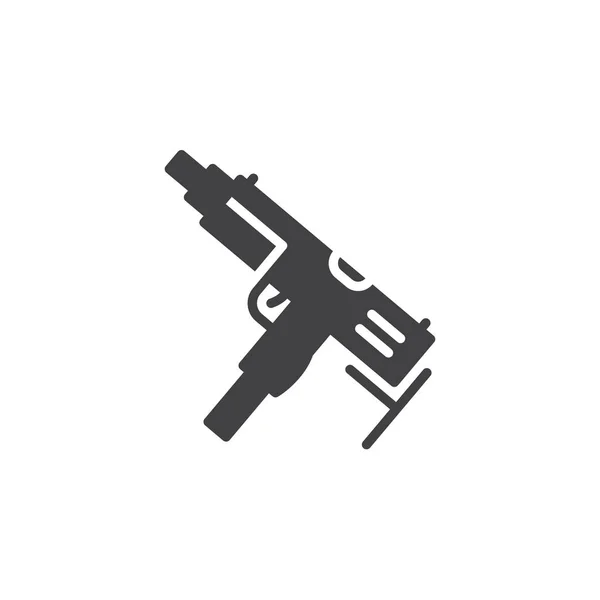 冲锋枪图标向量 填充平面符号 在白色隔离的固体象形图 徽标插图 — 图库矢量图片