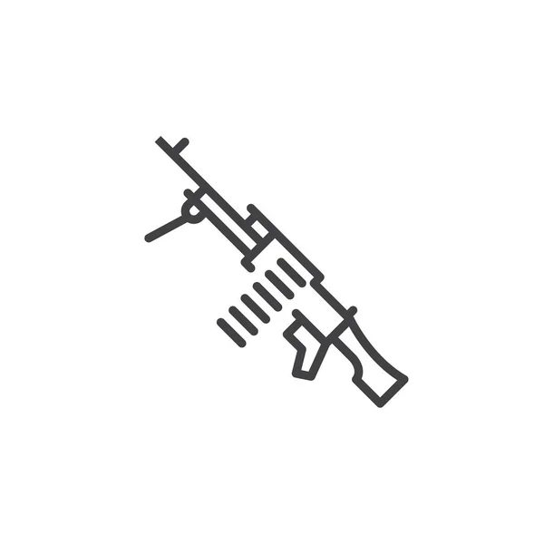 Machine Gun Ikon Disposition Vektor Logga Linjär Piktogram Isolerade Vitt — Stock vektor