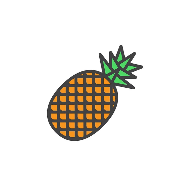 Ananas Tropisch Fruit Lijn Pictogram Gevulde Omtrek Vector Ondertekenen Lineaire — Stockvector