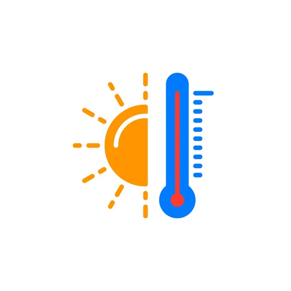 Thermometer Sun Icon Vector Filled Flat Sign Solid Colorful Pictogram — Stock Vector