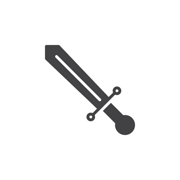 Kılıç Simge Vektör Düz Işareti Üzerinde Beyaz Izole Katı Piktogram — Stok Vektör