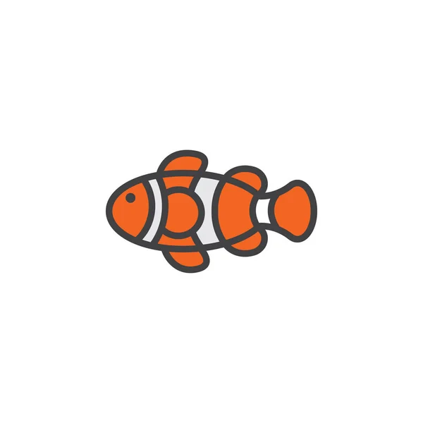 Иконка Линии Рыб Клоунов Заполненный Векторный Знак Контура Линейная Красочная — стоковый вектор