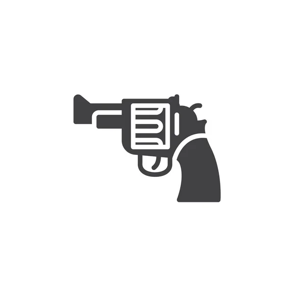 Pistola Vettore Icona Revolver Segno Piatto Pieno Pittogramma Solido Isolato — Vettoriale Stock