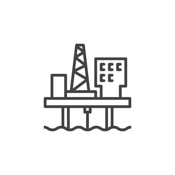 Icona Della Linea Della Piattaforma Petrolifera Segno Vettoriale Contorno Pittogramma — Vettoriale Stock