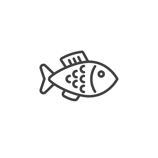 Fisk Ikon Disposition Vektor Logga Linjär Piktogram Isolerade Vitt Logotyp — Stock vektor