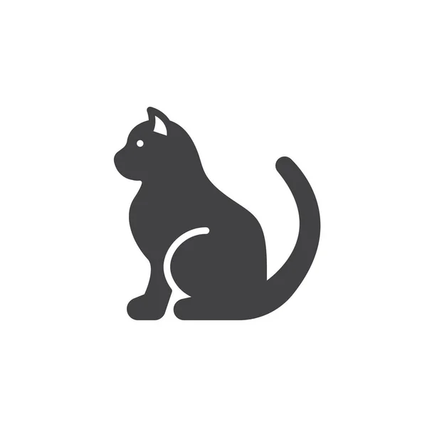 ペットの猫アイコン ベクトル 塗りつぶされたフラット記号白地分離固体のピクトグラム シンボル ロゴの図 — ストックベクタ