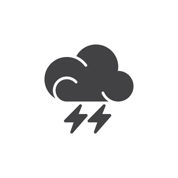 稲妻アイコン ベクトル 塗りつぶされたフラット記号固体のピクトグラムを白で隔離 雷雨予報シンボル ロゴの図 — ストックベクタ