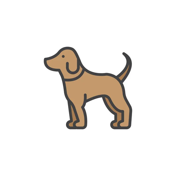 宠物狗线图标 填充轮廓向量标志 线性五颜六色的象形文字隔离在白色 徽标插图 — 图库矢量图片