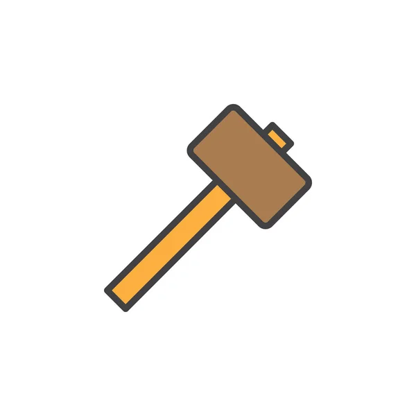 Wooden Mallet Hammer Line Icon Filled Outline Vector Sign Linear — Stock Vector