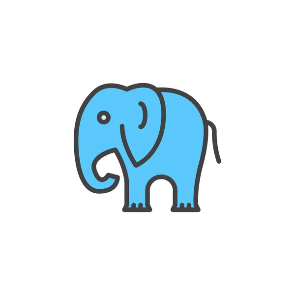 Icono Línea Elefante Signo Vector Contorno Lleno Pictograma Lineal Colorido — Vector de stock