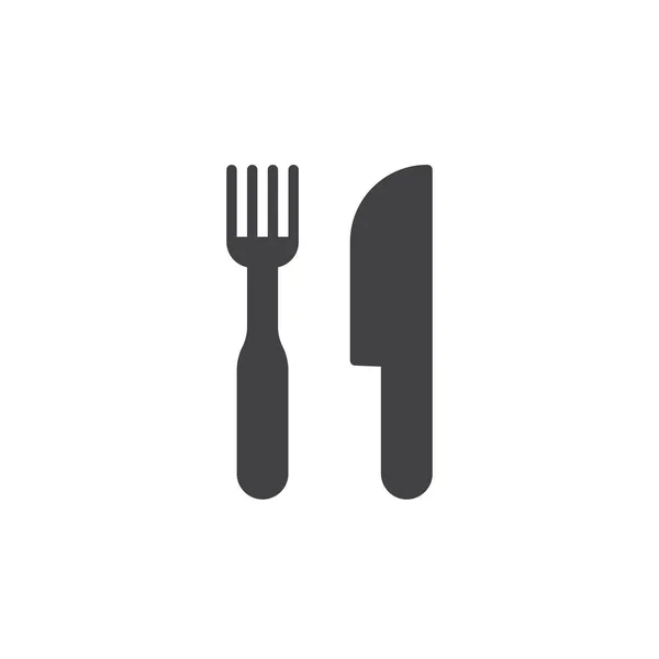 餐厅符号 叉子和刀图标向量 填充扁平的标志 在白色隔离的固体象形文字 标志例证 — 图库矢量图片