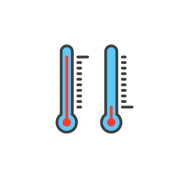 Thermometer Line Icon Filled Outline Vector Sign Linear Colorful Pictogram — Stock Vector