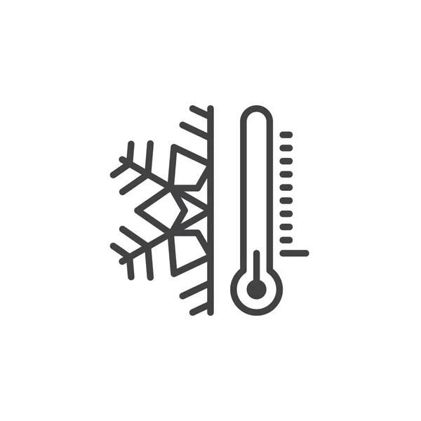 Icono Línea Termómetro Copo Nieve Signo Vectorial Contorno Pictograma Lineal — Vector de stock